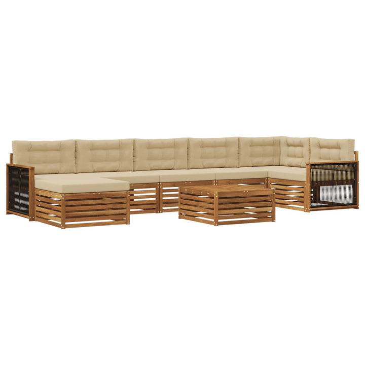 Udendørs sofagruppe med pude 8 pcs Naturlig og Beige