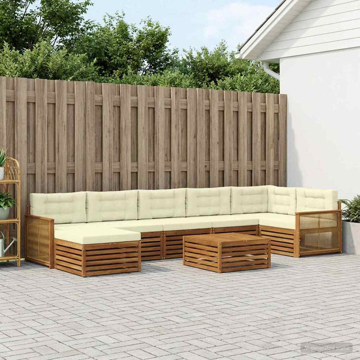 Udendørs sofagruppe med pude 8 pcs Naturlig og Fløde
