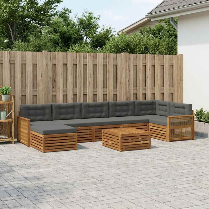 Udendørs sofagruppe 8 pcs Naturlig og Antracit
