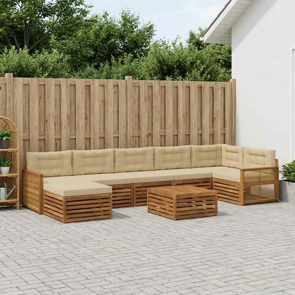 Udendørs sofagruppe med pude 8 pcs Naturlig og Beige