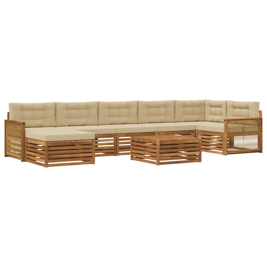 Udendørs sofagruppe med pude 8 pcs Naturlig og Beige