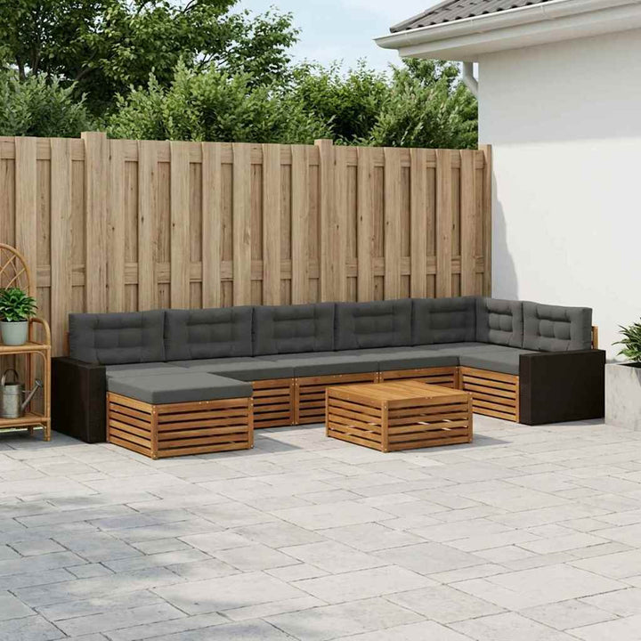 Udendørs sofagruppe med pude 8 pcs Naturlig og Antracit