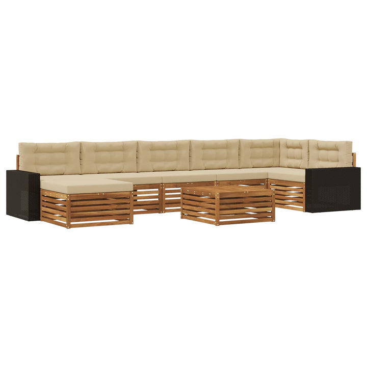Udendørs sofagruppe med pude 8 pcs Naturlig og Beige