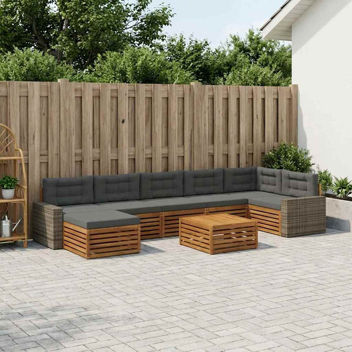 Udendørs sofagruppe med pude 8 pcs Naturlig og Antracit