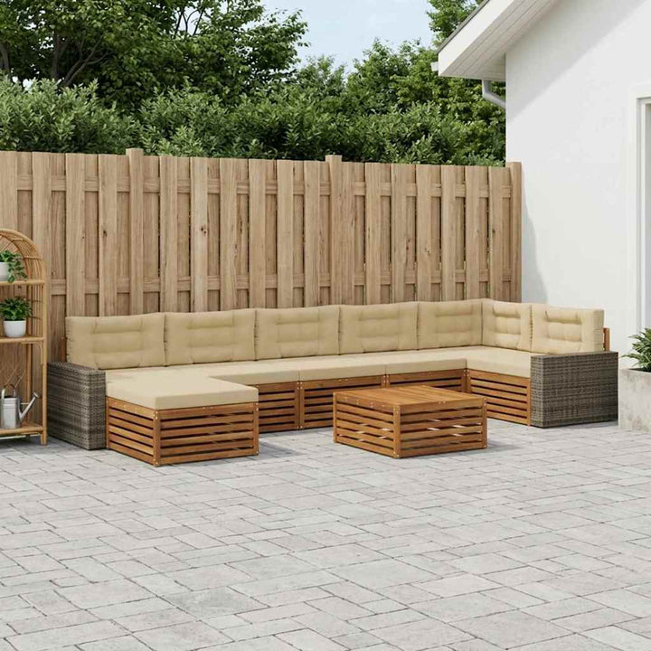 Udendørs sofagruppe med pude 8 pcs Naturlig og Beige