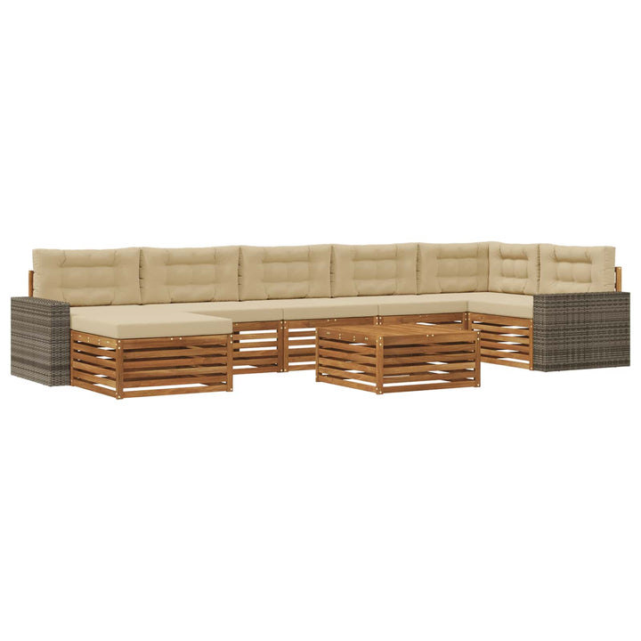 Udendørs sofagruppe med pude 8 pcs Naturlig og Beige