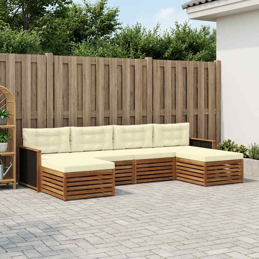 Sofasæt med pude 6 pcs Massivt Akacietræ