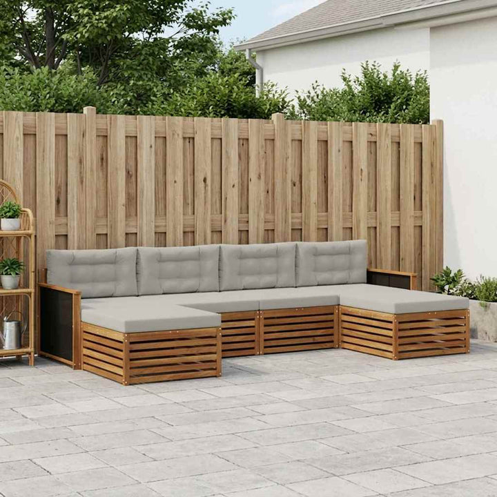 Sofasæt med pude 6 pcs Massivt Akacietræ
