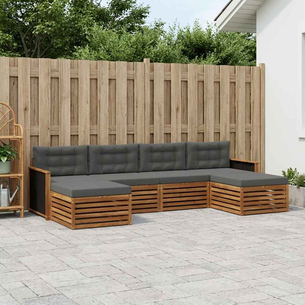 Sofasæt med pude 6 pcs Massivt Akacietræ
