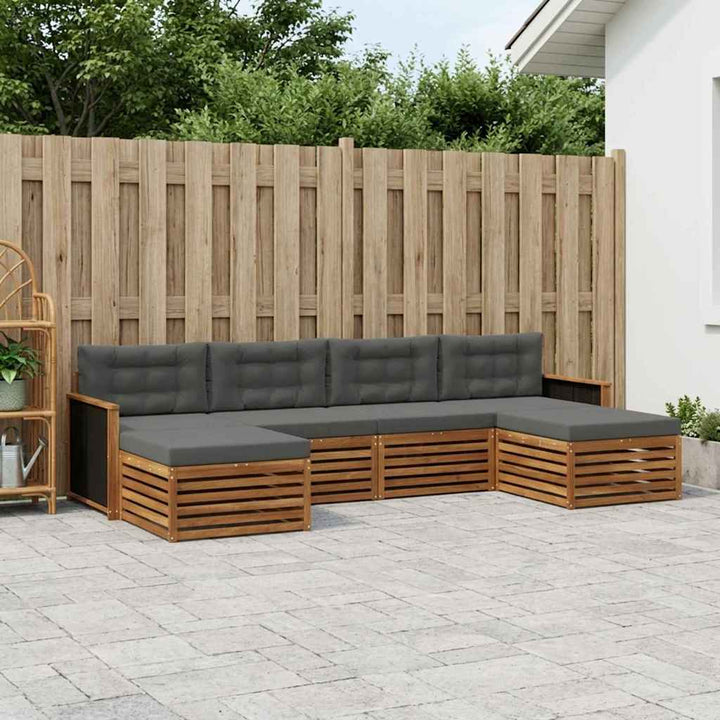 Sofasæt med pude 6 pcs Massivt Akacietræ