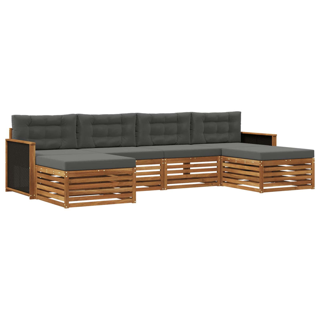 Sofasæt med pude 6 pcs Massivt Akacietræ