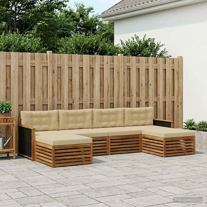 Sofasæt med pude 6 pcs Massivt Akacietræ
