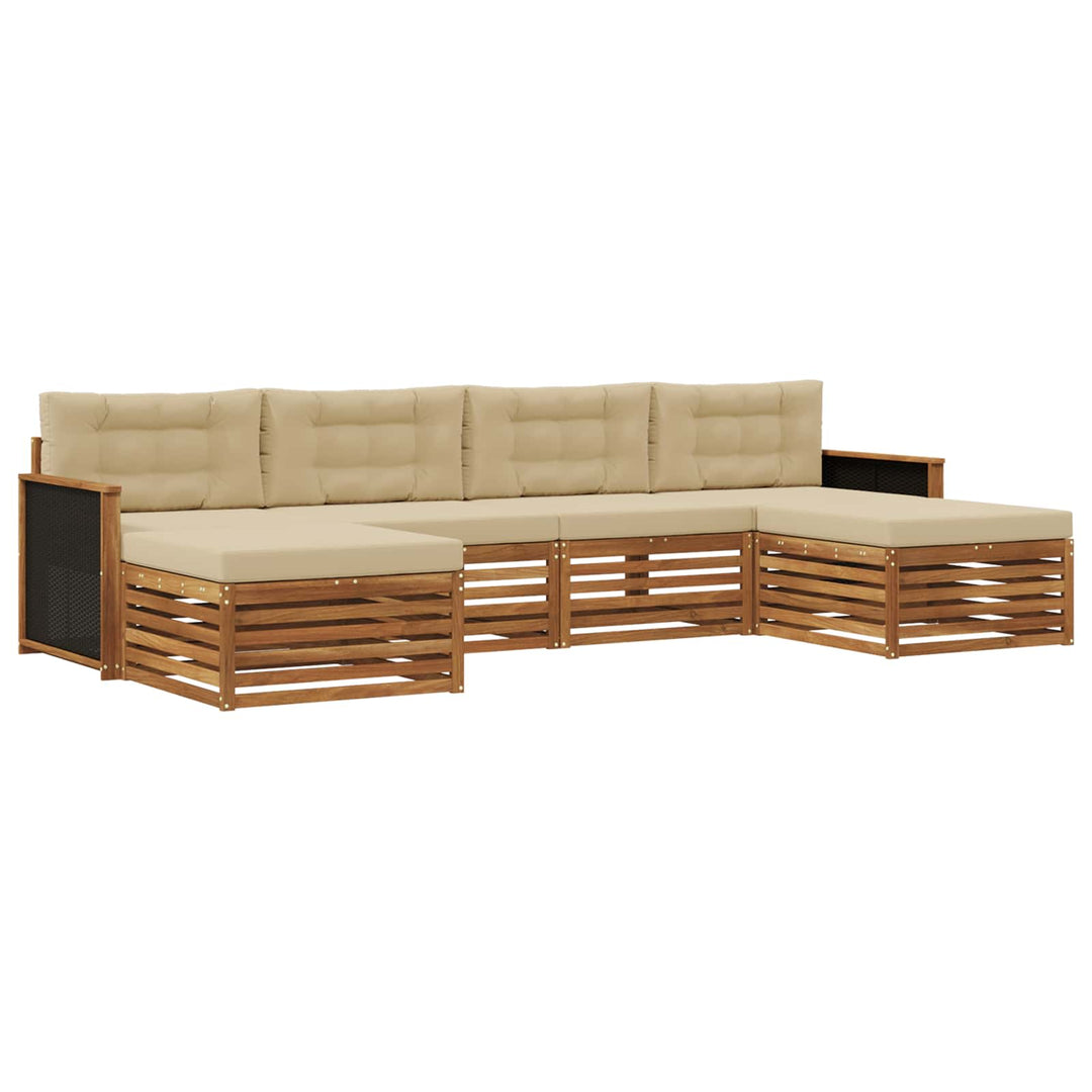 Sofasæt med pude 6 pcs Massivt Akacietræ