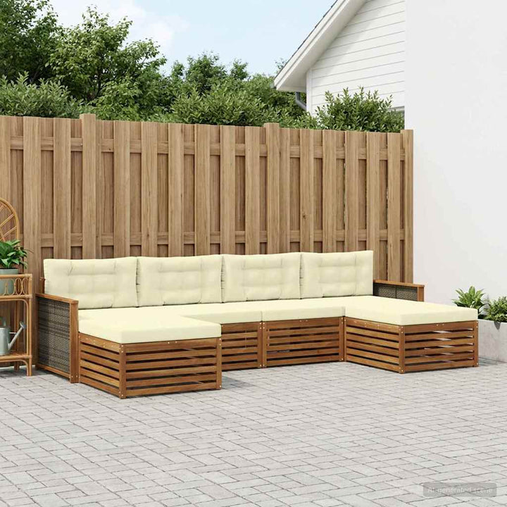 Sofasæt med pude 6 pcs Massivt Akacietræ