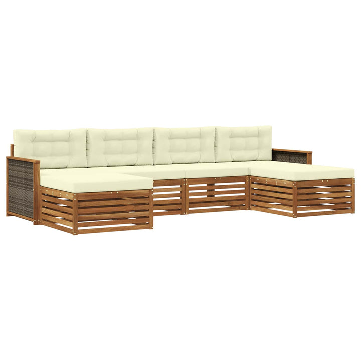 Sofasæt med pude 6 pcs Massivt Akacietræ