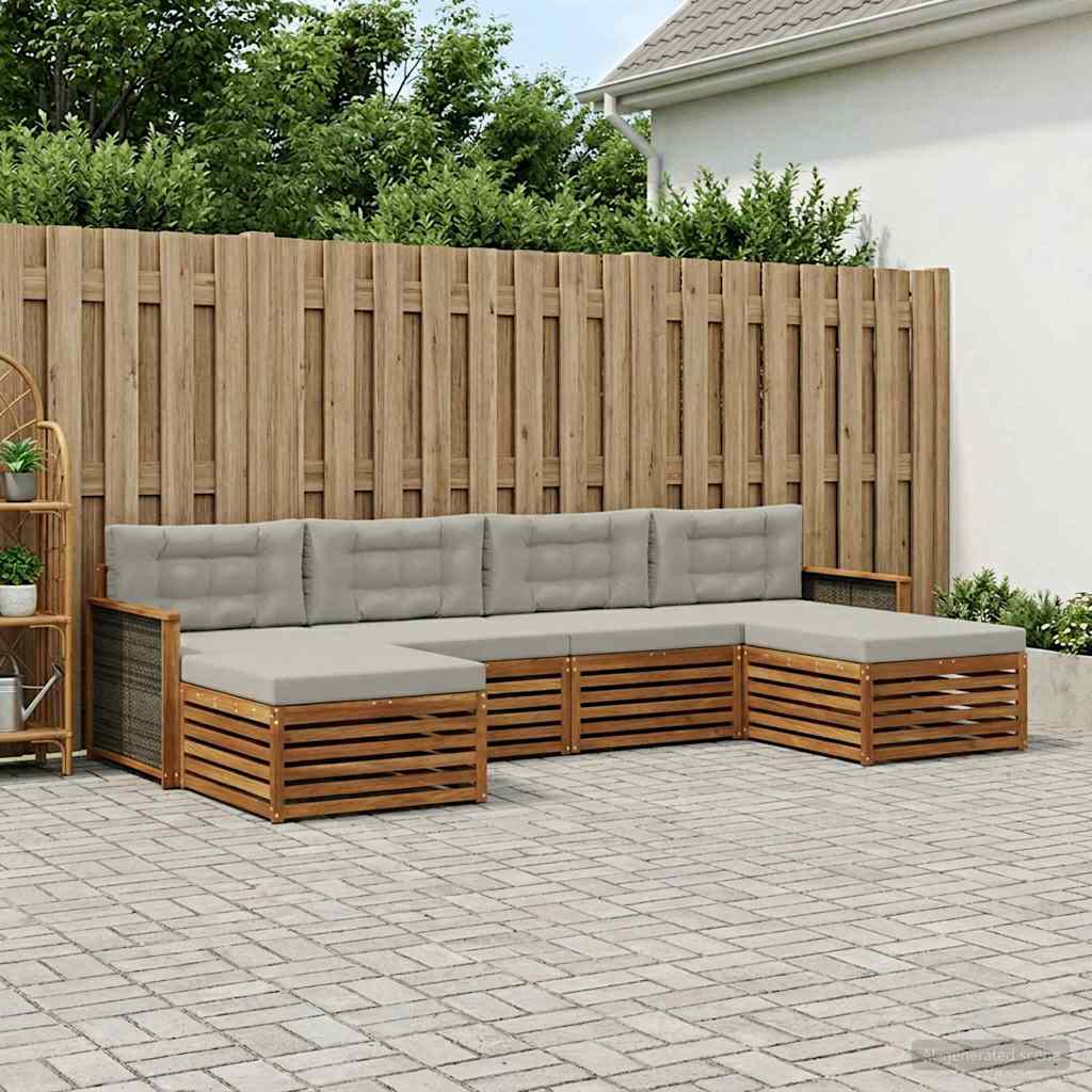 Sofasæt med pude 6 pcs Massivt Akacietræ