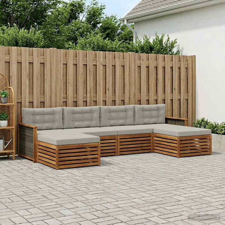 Sofasæt med pude 6 pcs Massivt Akacietræ