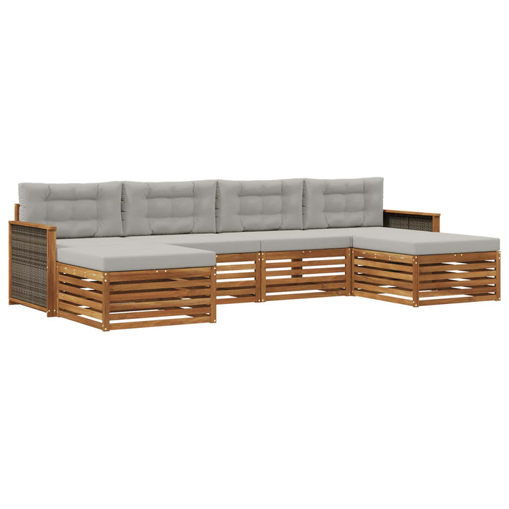 Sofasæt med pude 6 pcs Massivt Akacietræ
