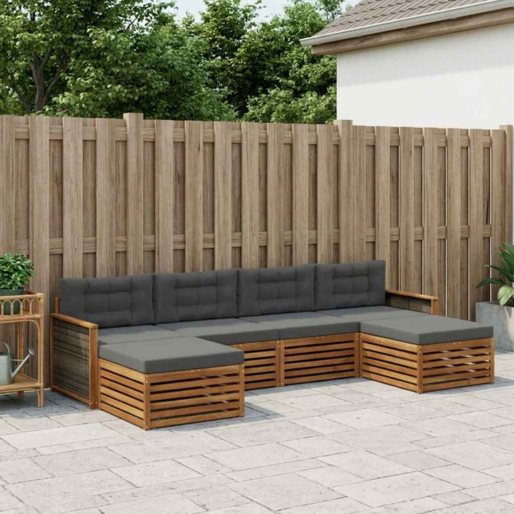Sofasæt med pude 6 pcs Massivt Akacietræ