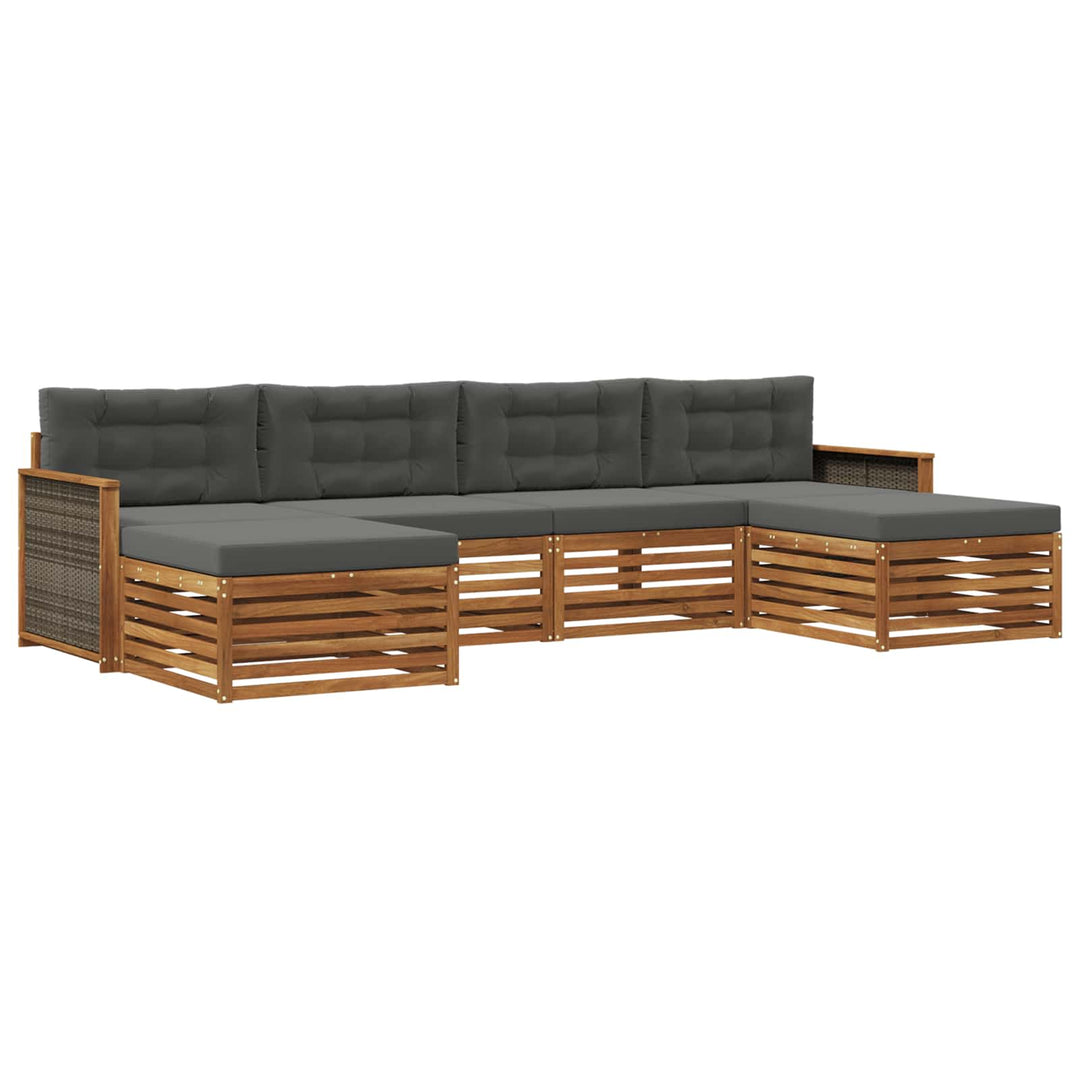Sofasæt med pude 6 pcs Massivt Akacietræ