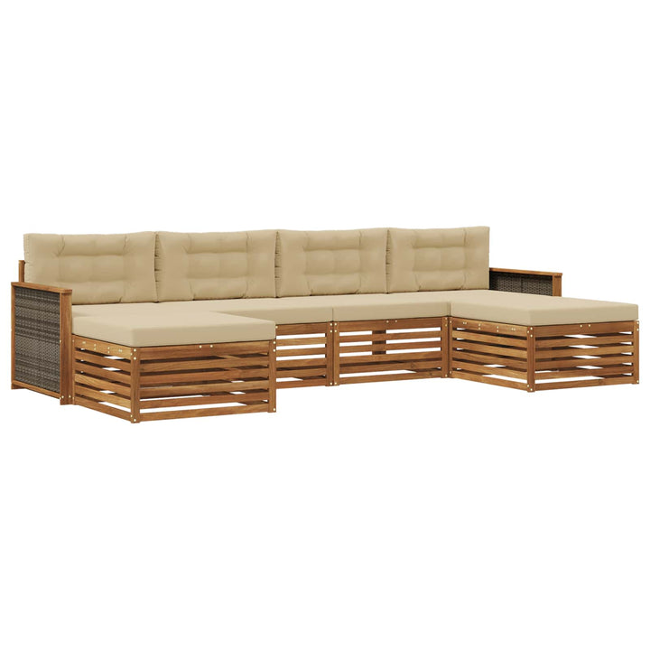 Sofasæt med pude 6 pcs Massivt Akacietræ