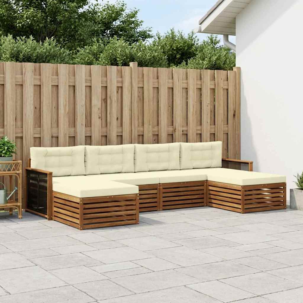 Sofasæt med pude 6 pcs Massivt Akacietræ