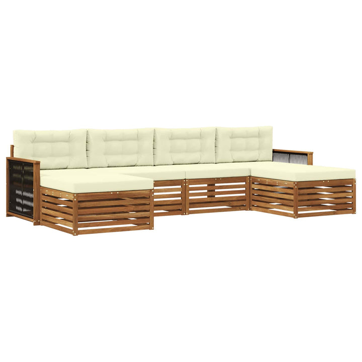 Sofasæt med pude 6 pcs Massivt Akacietræ