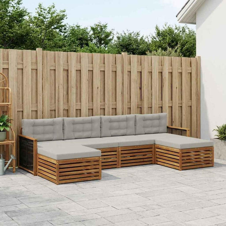 Sofasæt med pude 6 pcs Massivt Akacietræ