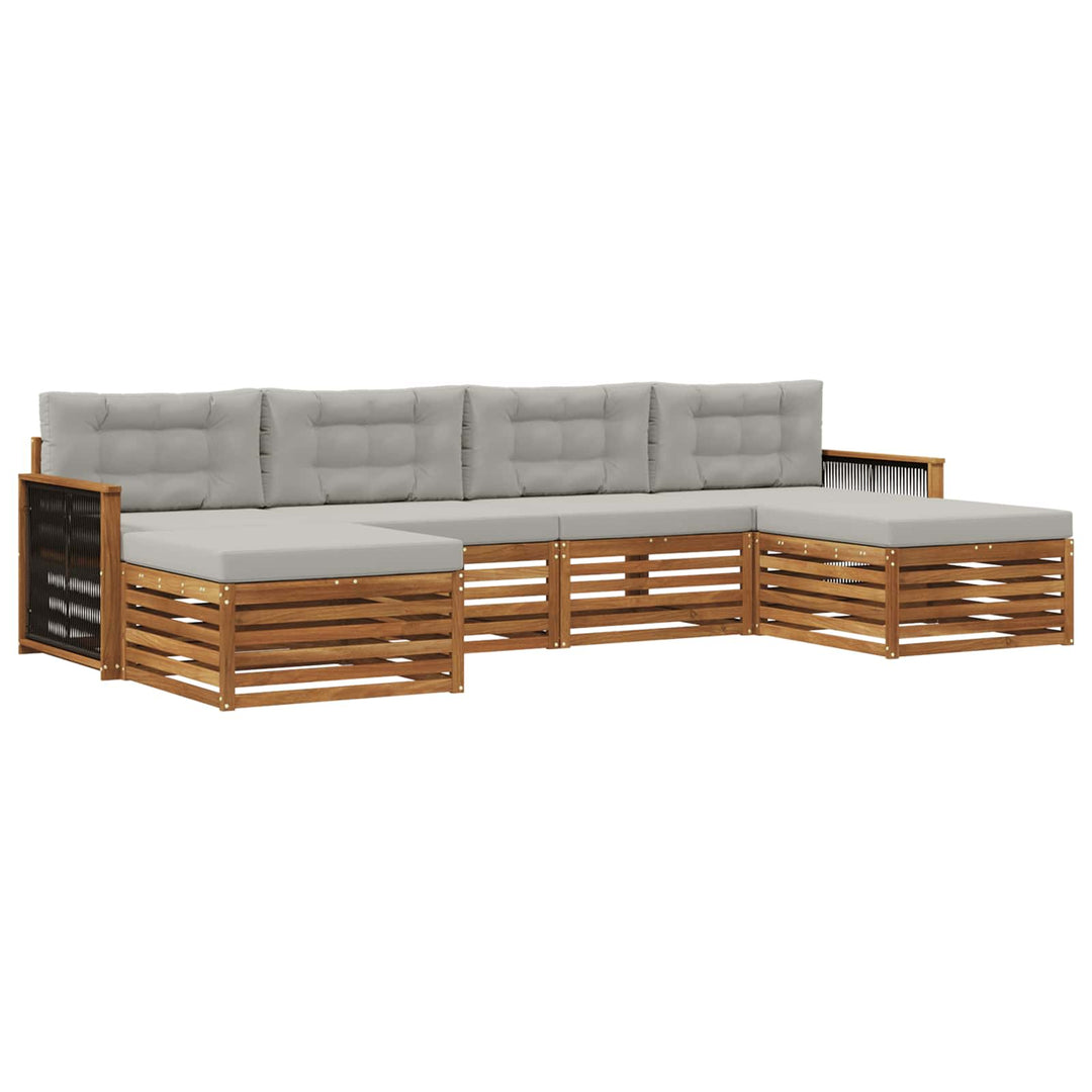 Sofasæt med pude 6 pcs Massivt Akacietræ