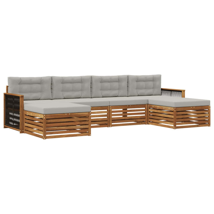 Sofasæt med pude 6 pcs Massivt Akacietræ