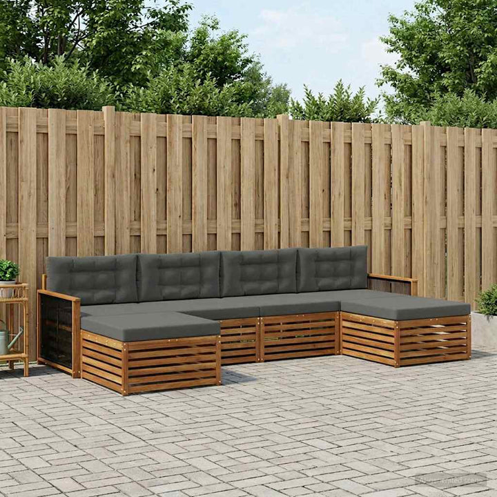 Sofasæt med pude 6 pcs Massivt Akacietræ