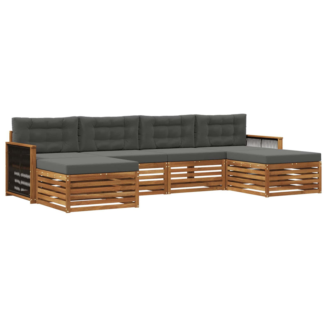 Sofasæt med pude 6 pcs Massivt Akacietræ