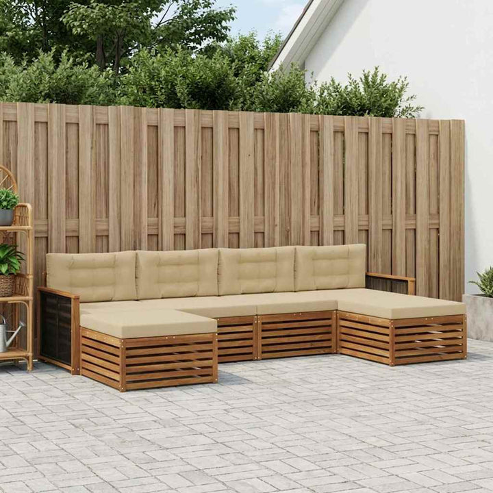 Sofasæt med pude 6 pcs Massivt Akacietræ