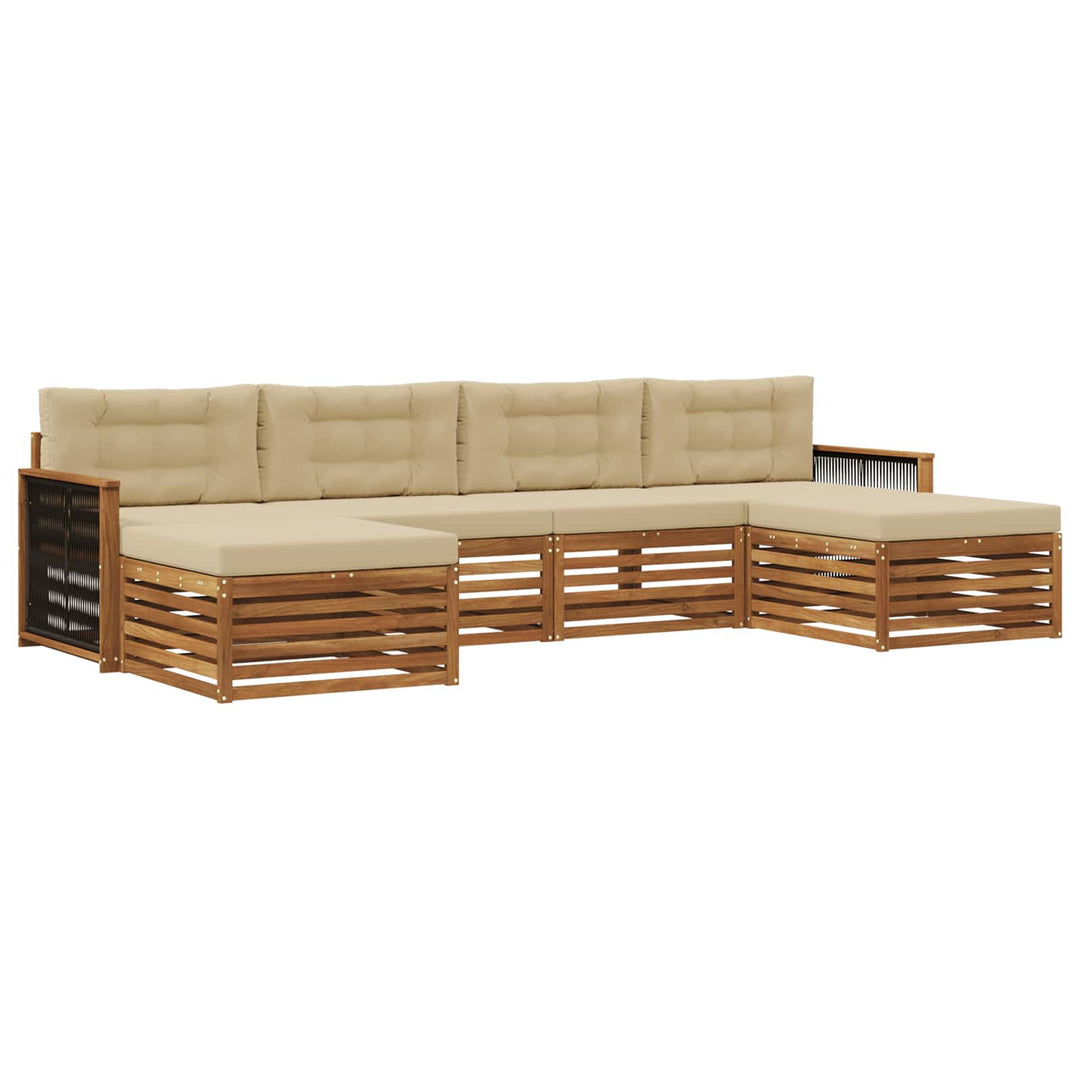 Sofasæt med pude 6 pcs Massivt Akacietræ