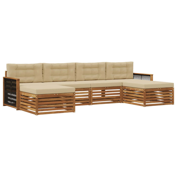 Sofasæt med pude 6 pcs Massivt Akacietræ