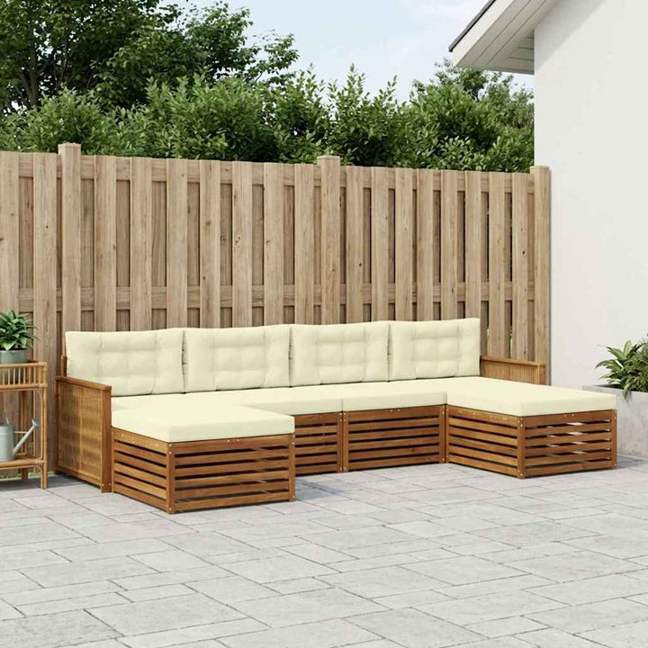 Sofasæt med pude 6 pcs Massivt Akacietræ
