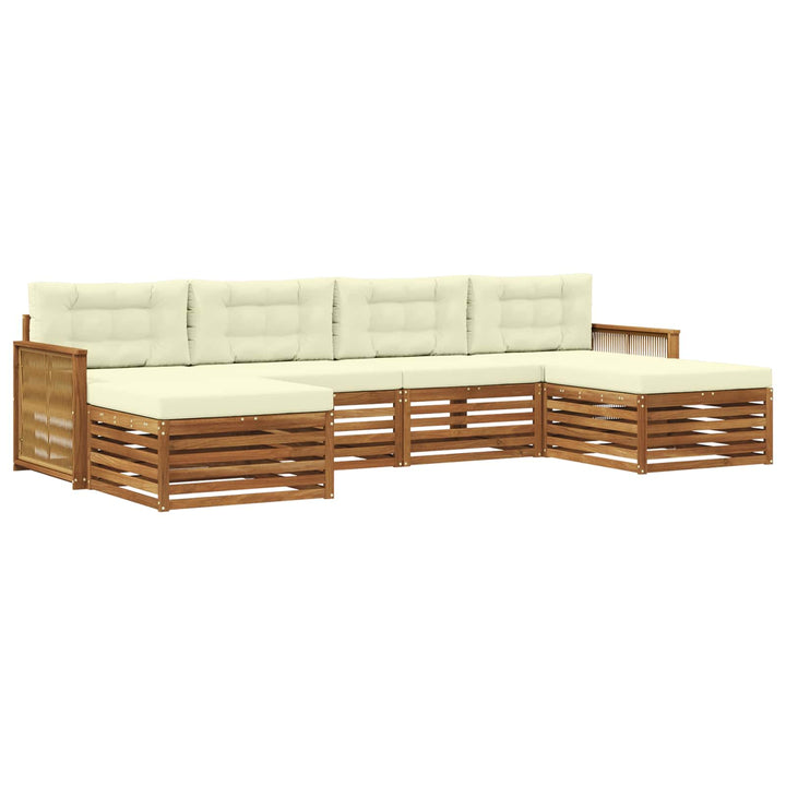 Sofasæt med pude 6 pcs Massivt Akacietræ
