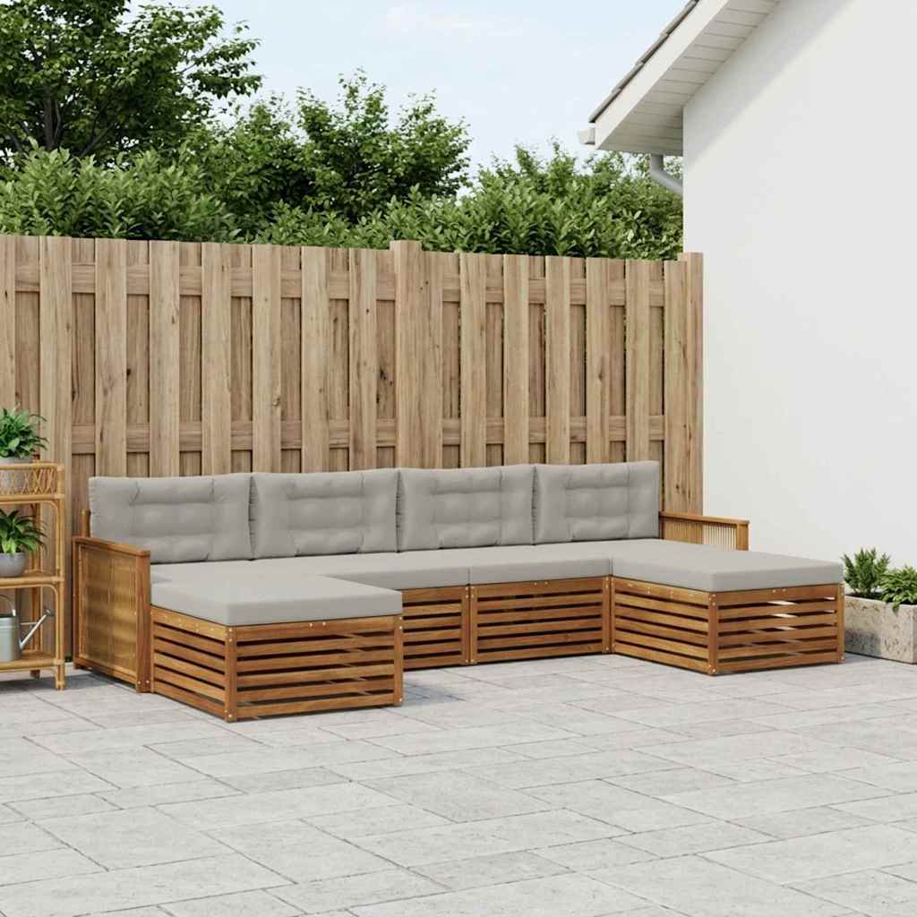 Sofasæt med pude 6 pcs Massivt Akacietræ