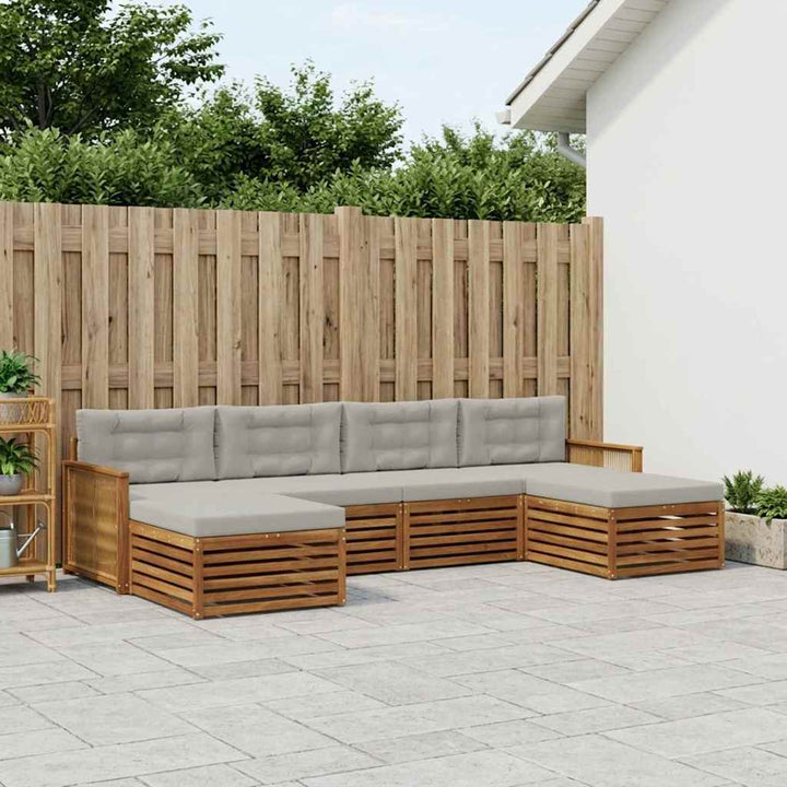 Sofasæt med pude 6 pcs Massivt Akacietræ