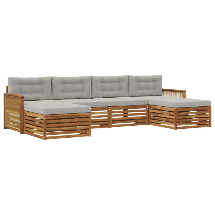 Sofasæt med pude 6 pcs Massivt Akacietræ