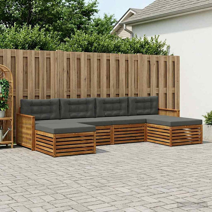 Sofasæt med pude 6 pcs Massivt Akacietræ