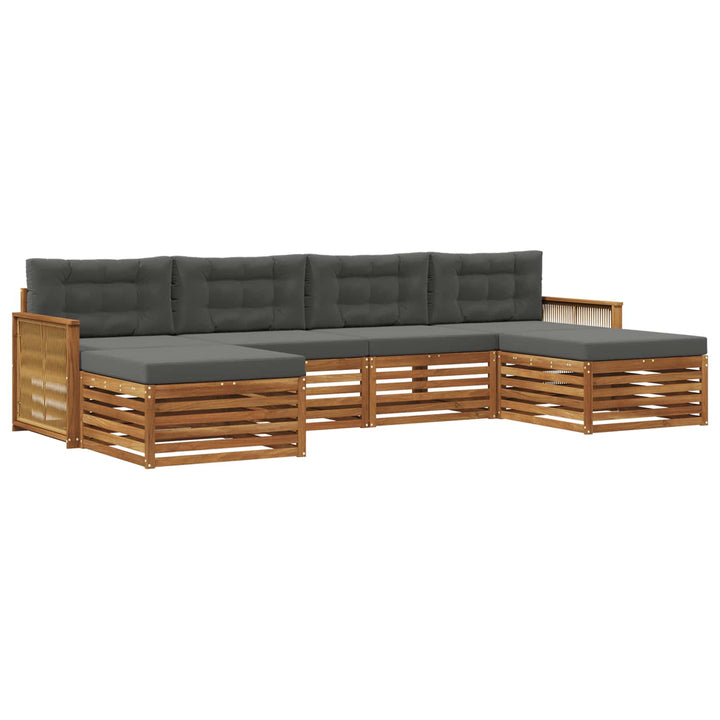 Sofasæt med pude 6 pcs Massivt Akacietræ