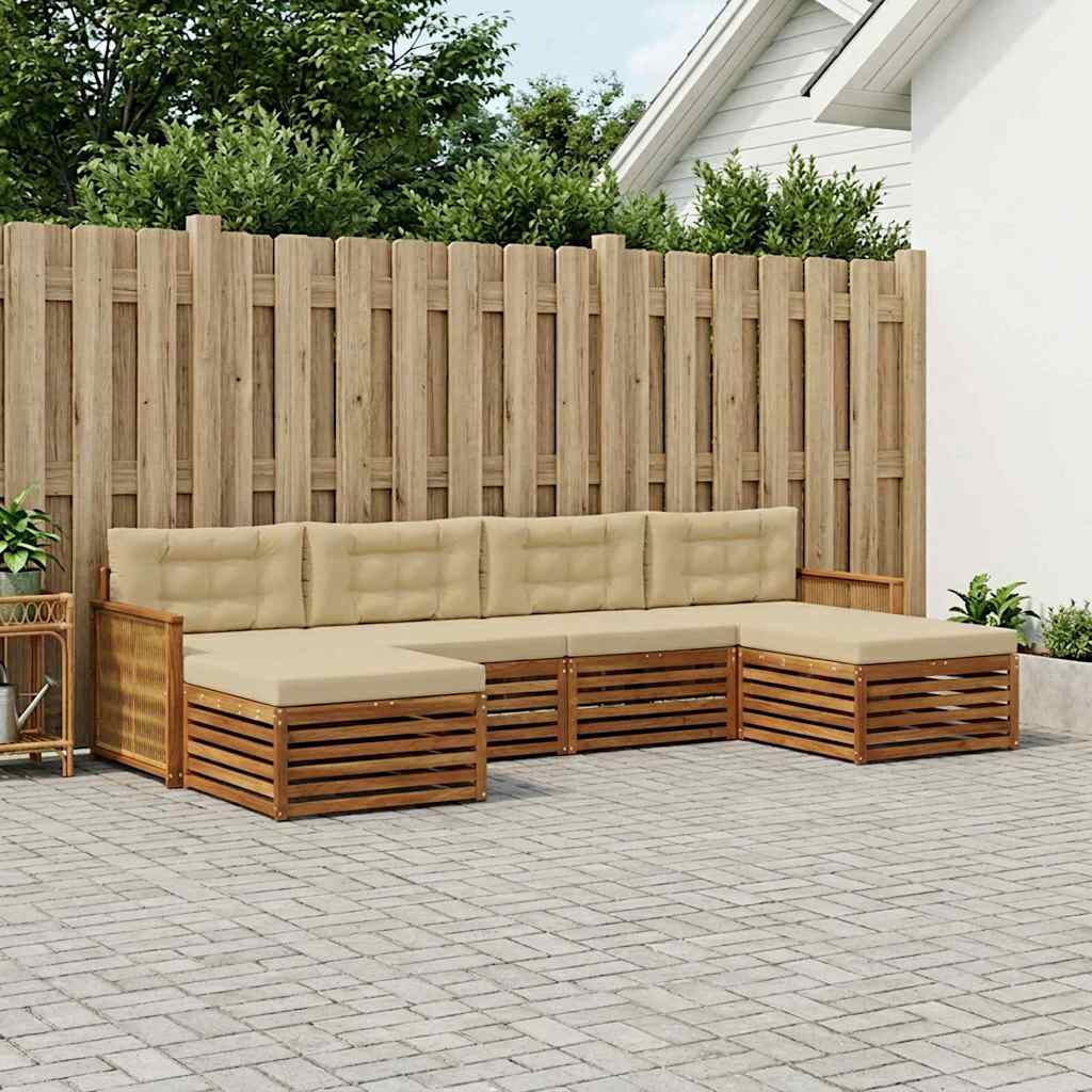Sofasæt med pude 6 pcs Massivt Akacietræ
