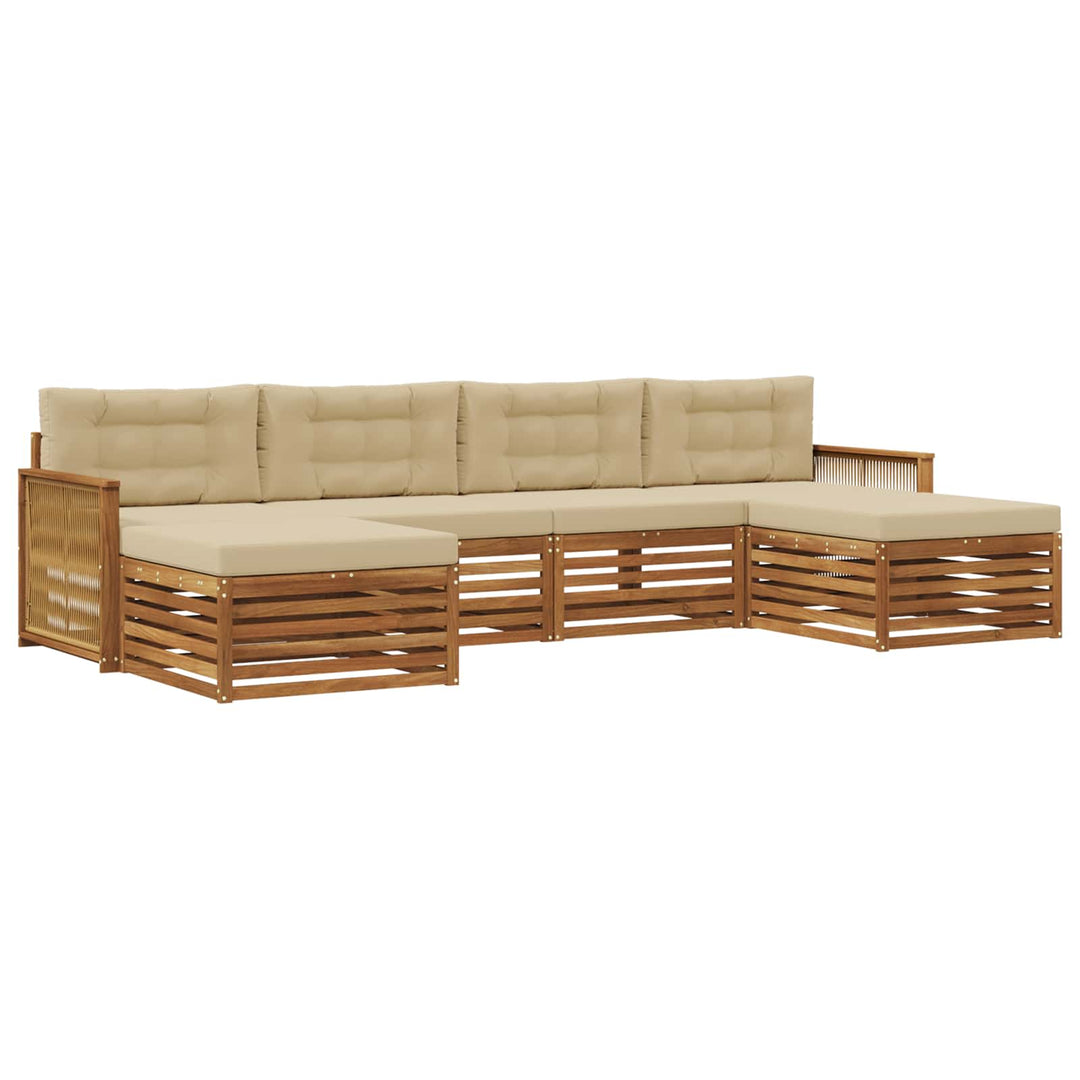 Sofasæt med pude 6 pcs Massivt Akacietræ