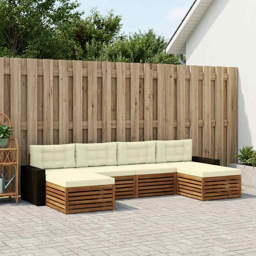 Sofasæt med pude 6 pcs Massivt Akacietræ