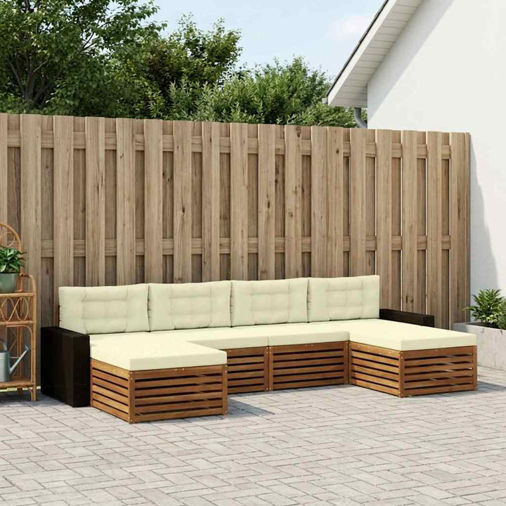 Sofasæt med pude 6 pcs Massivt Akacietræ
