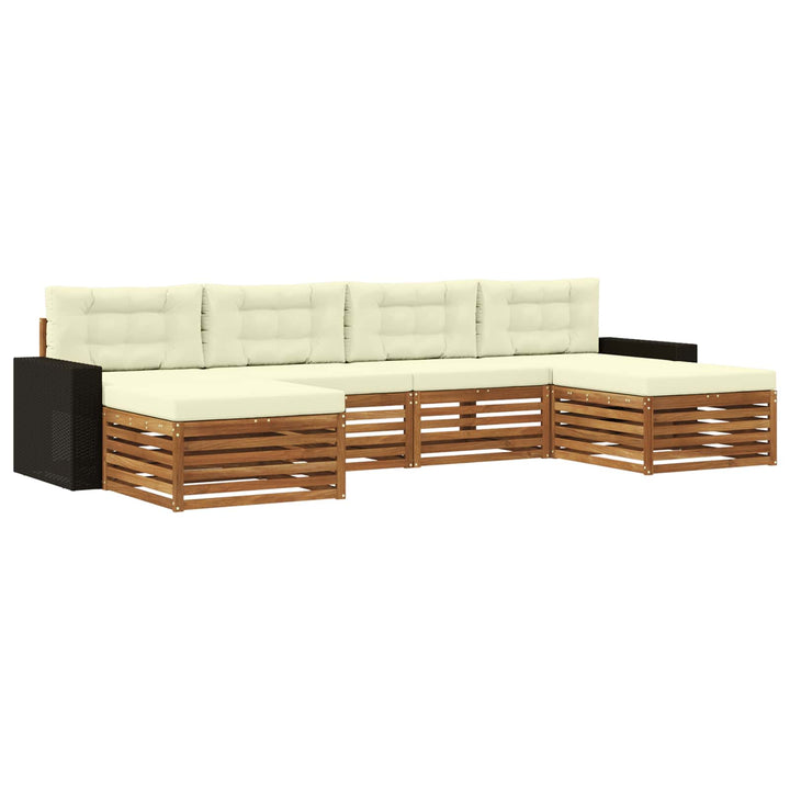 Sofasæt med pude 6 pcs Massivt Akacietræ