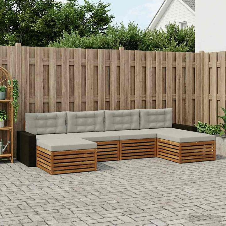 Sofasæt med pude 6 pcs Massivt Akacietræ
