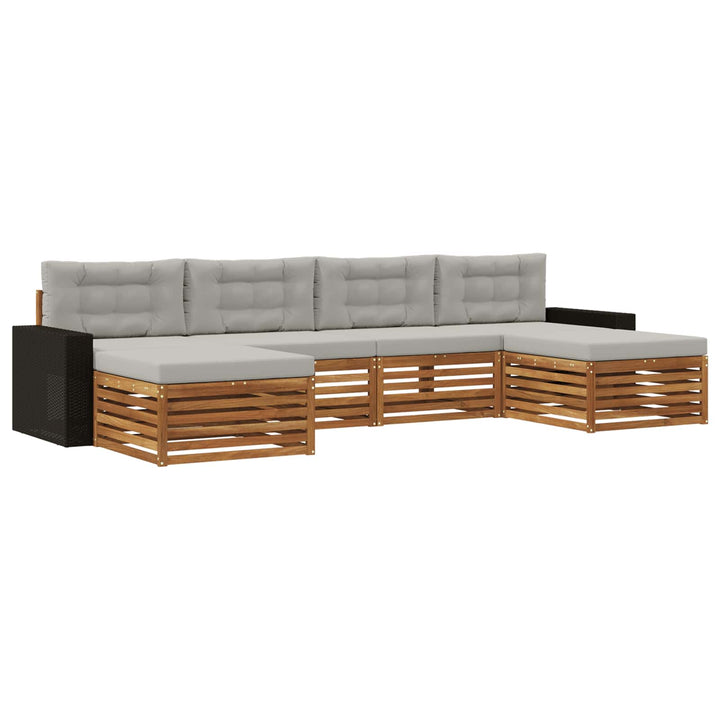 Sofasæt med pude 6 pcs Massivt Akacietræ