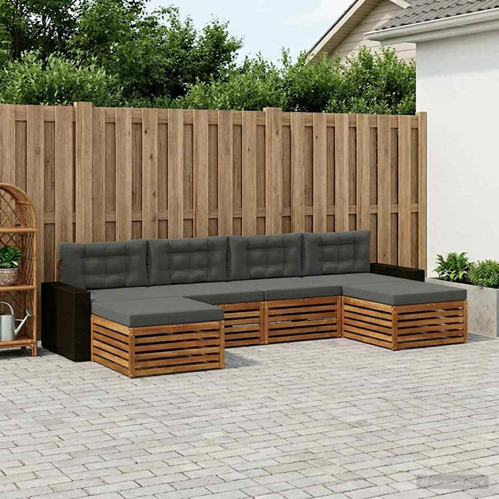 Sofasæt med pude 6 pcs Massivt Akacietræ